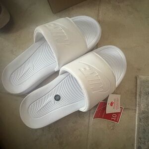 Nike White Comfort Slides